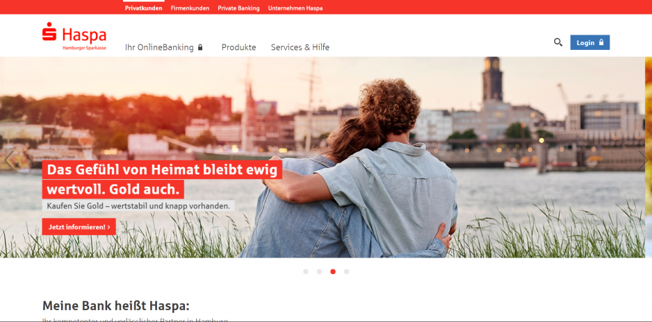 Homepage der Hamburger Sparkasse